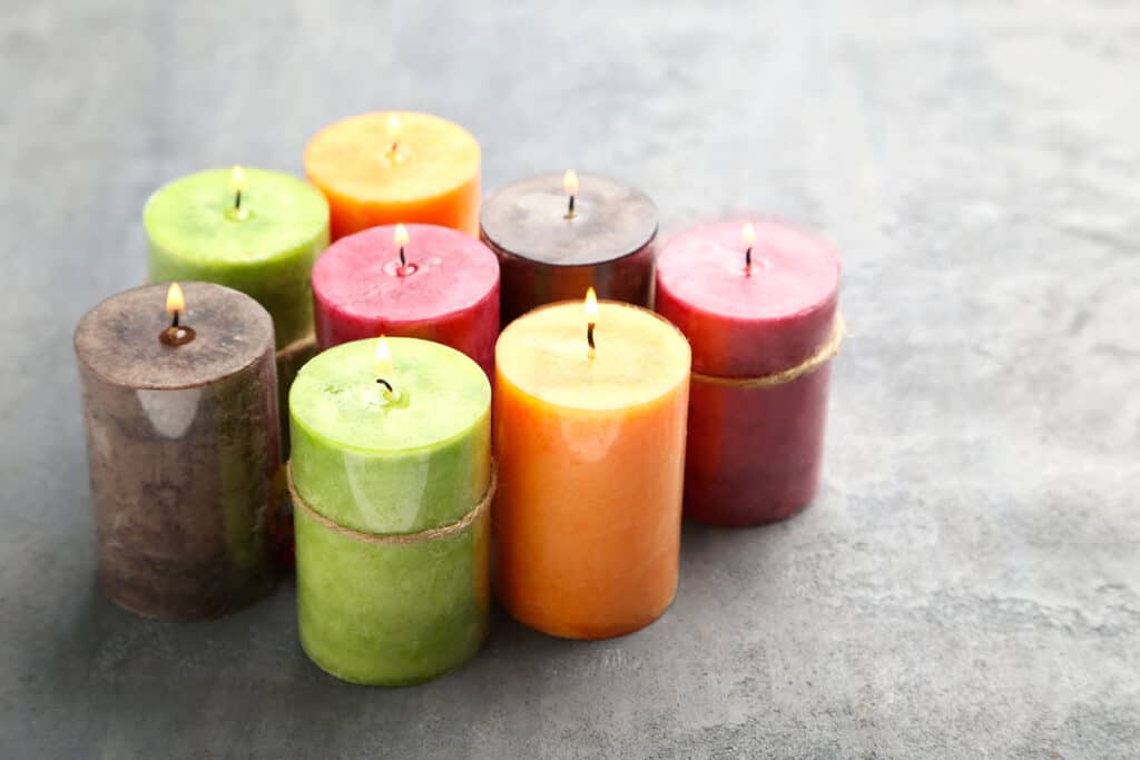 eight multicoloured candles